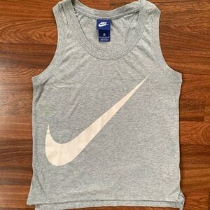 Vintage Nike XS Gray Heather White Big Swoosh Tank Top sleeveless shirt blue tag
